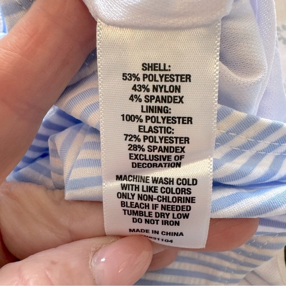 NWT Crown & Ivy Girls Blue and White Striped One Piece Swimsuit Size 7 - Picture 5 of 8